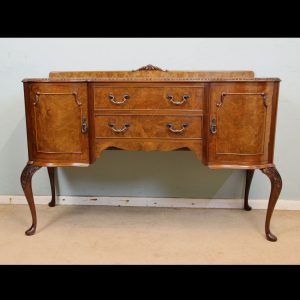 Queen Anne Style Burr Walnut Shaped Sideboard