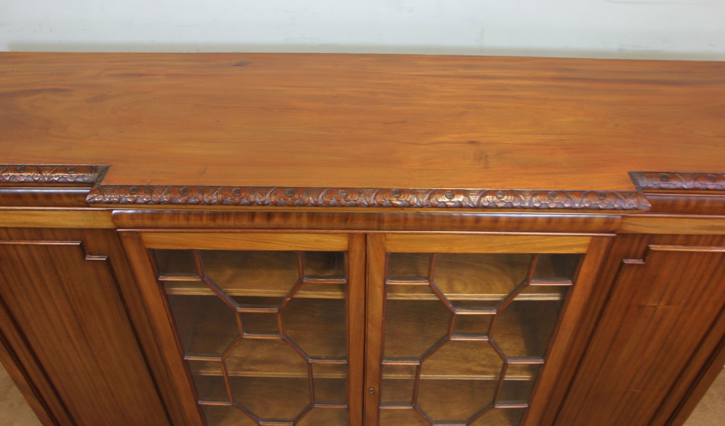 10988r11 Antique Mahogany Breakfront Bookcase, Antique Mahogany Breakfront Bookcase