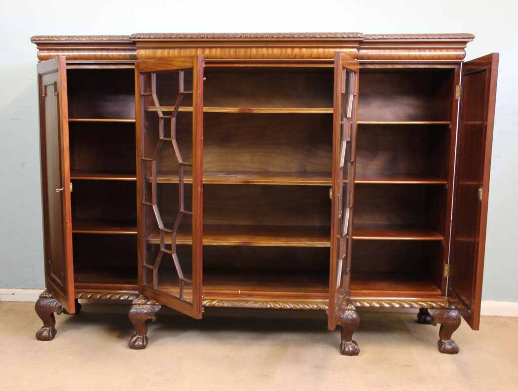 10988r12 Antique Mahogany Breakfront Bookcase, Antique Mahogany Breakfront Bookcase