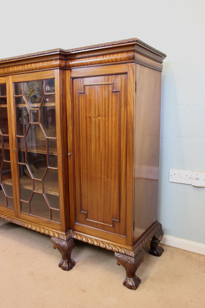 10988r3 Breakfront Antique Bookcase, Antique Mahogany Breakfront Bookcase