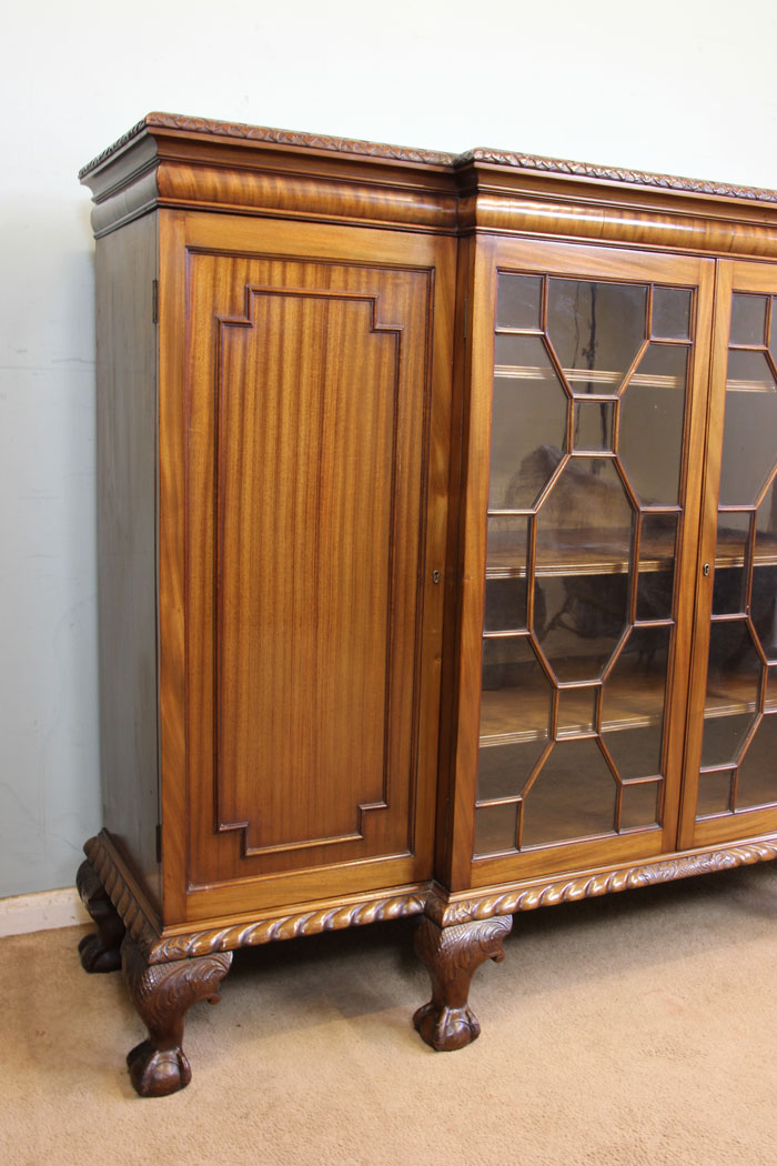 10988r4 Mahogany Breakfront Antique Bookcase, Antique Mahogany Breakfront Bookcase