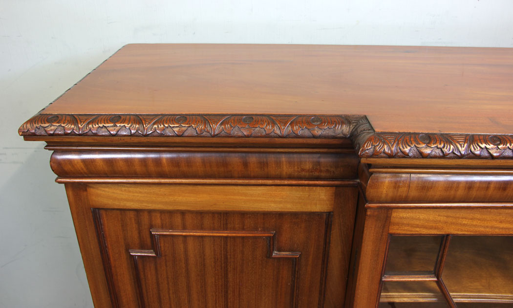 10988r5 Antique Mahogany Breakfront Bookcase, Antique Mahogany Breakfront Bookcase
