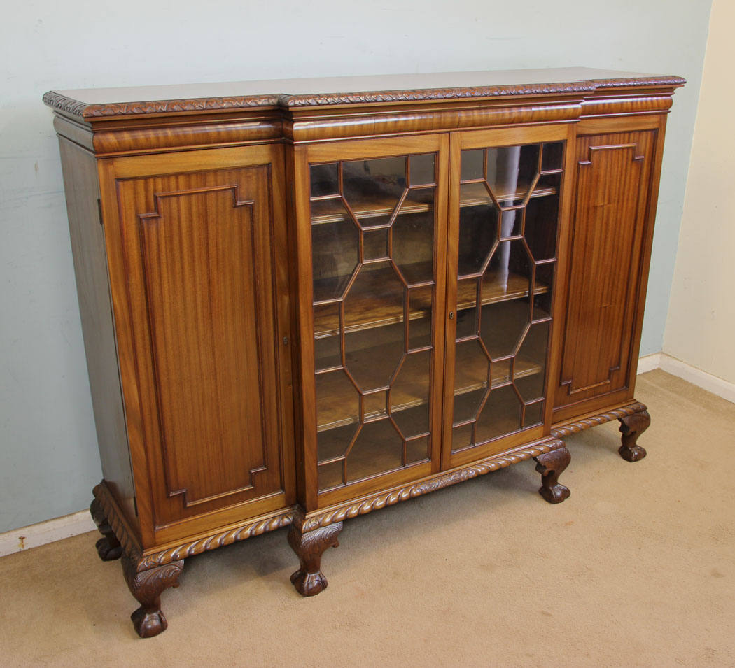 10988r6 Large Antique Bookcase, Antique Mahogany Breakfront Bookcase