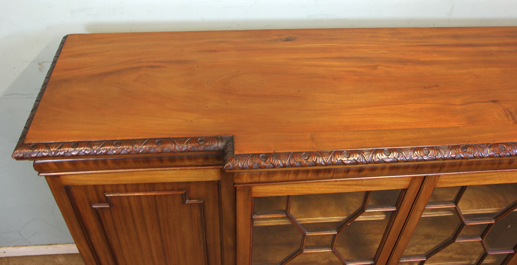 10988r7 Antique Bookcase, Ball Claw, Antique Mahogany Breakfront Bookcase