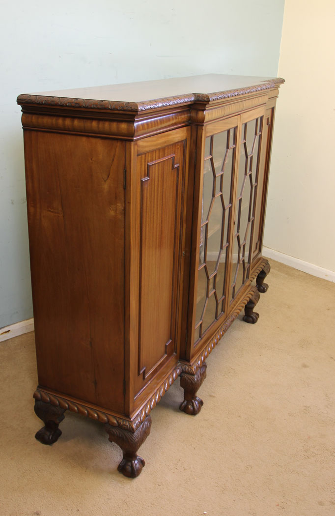 10988r8 Antique Bookcase, Antique Mahogany Breakfront Bookcase