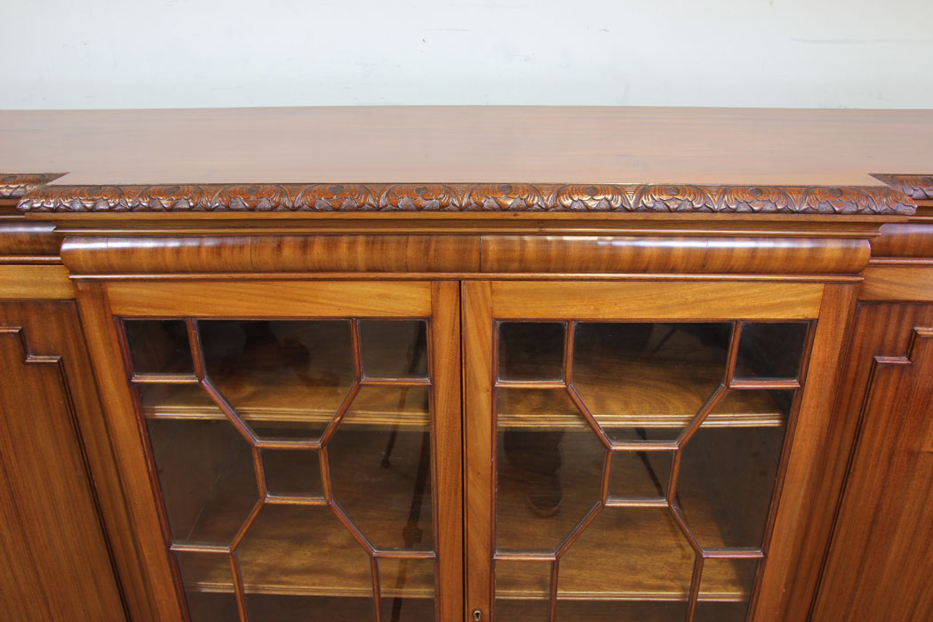 10988r9 Antique Mahogany Breakfront Bookcase, Antique Mahogany Breakfront Bookcase