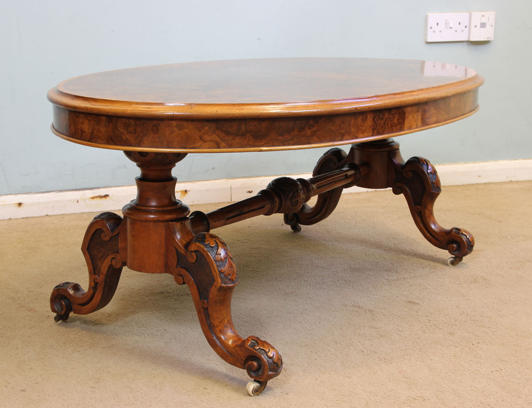 10989r6 Antique Burr Walnut Coffee Table, . Antique Victorian Burr Walnut Coffee Table.