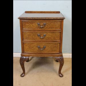 Burr Walnut Queen Anne Style Side Cabinet