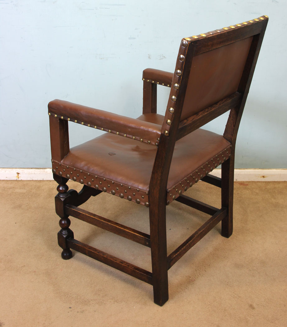 10996r11 Set Six Antique Dining Chairs, Antique Set of Six Oak Padded Back Dining Chairs