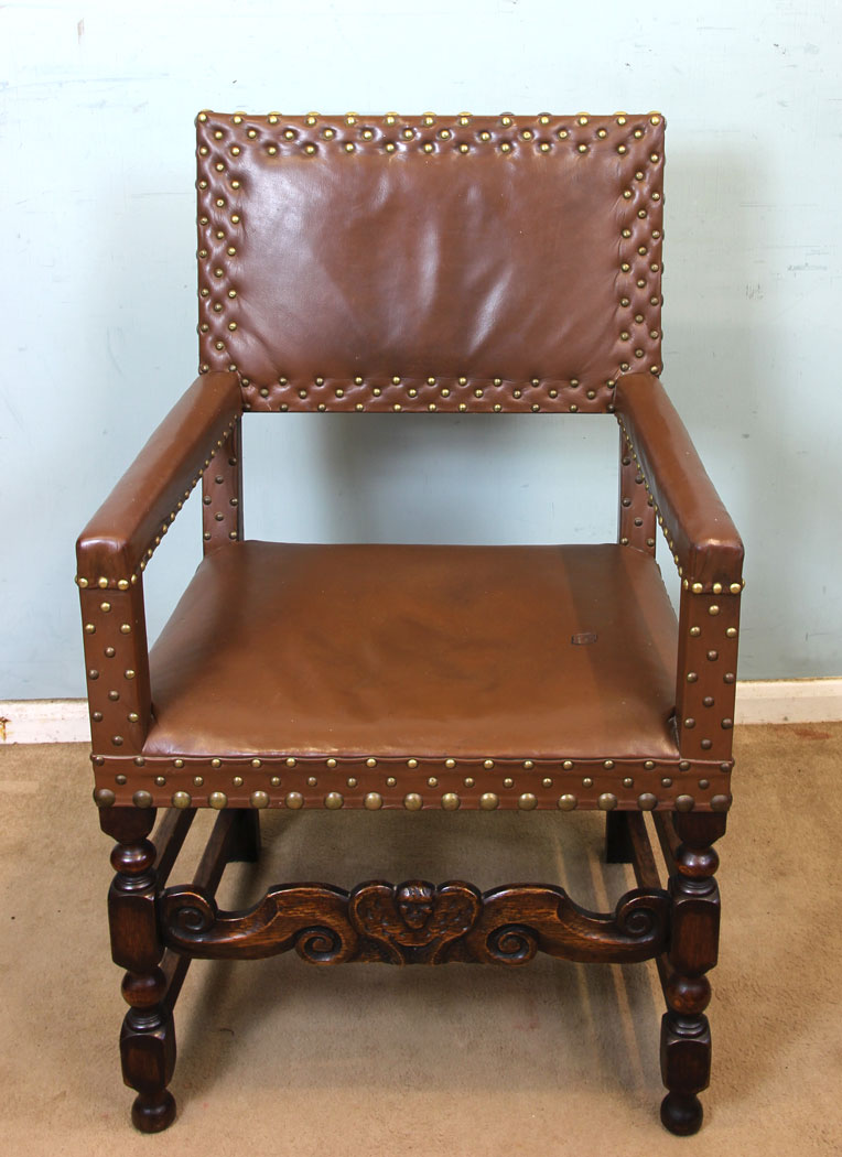 10996r2 Set Six Antique Oak Dining Chairs, Antique Set of Six Oak Padded Back Dining Chairs