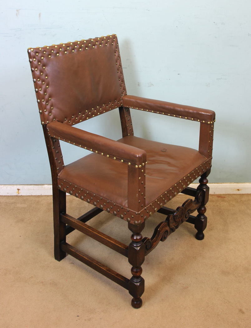 10996r3 Set Six Antique Dining Chairs, Antique Set of Six Oak Padded Back Dining Chairs