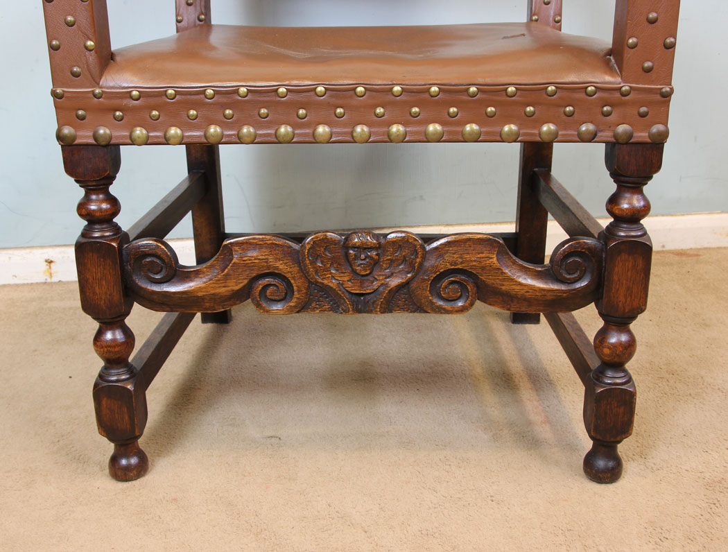 10996r8 Set Six Antique Dining Chairs, Antique Set of Six Oak Padded Back Dining Chairs