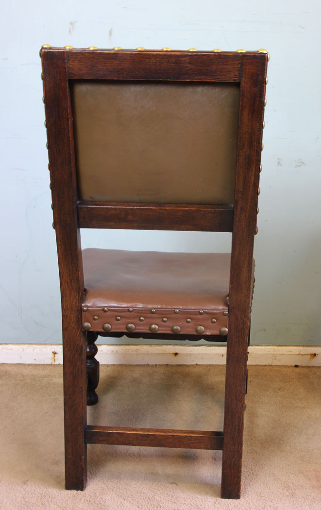 10996r9 Set Six Antique Dining Chairs, Antique Set of Six Oak Padded Back Dining Chairs
