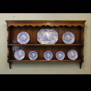 Antique Oak Hanging Plate Rack