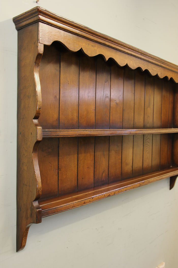 11005r3 Antique Oak Display Shelves, Antique Oak Hanging Plate Rack