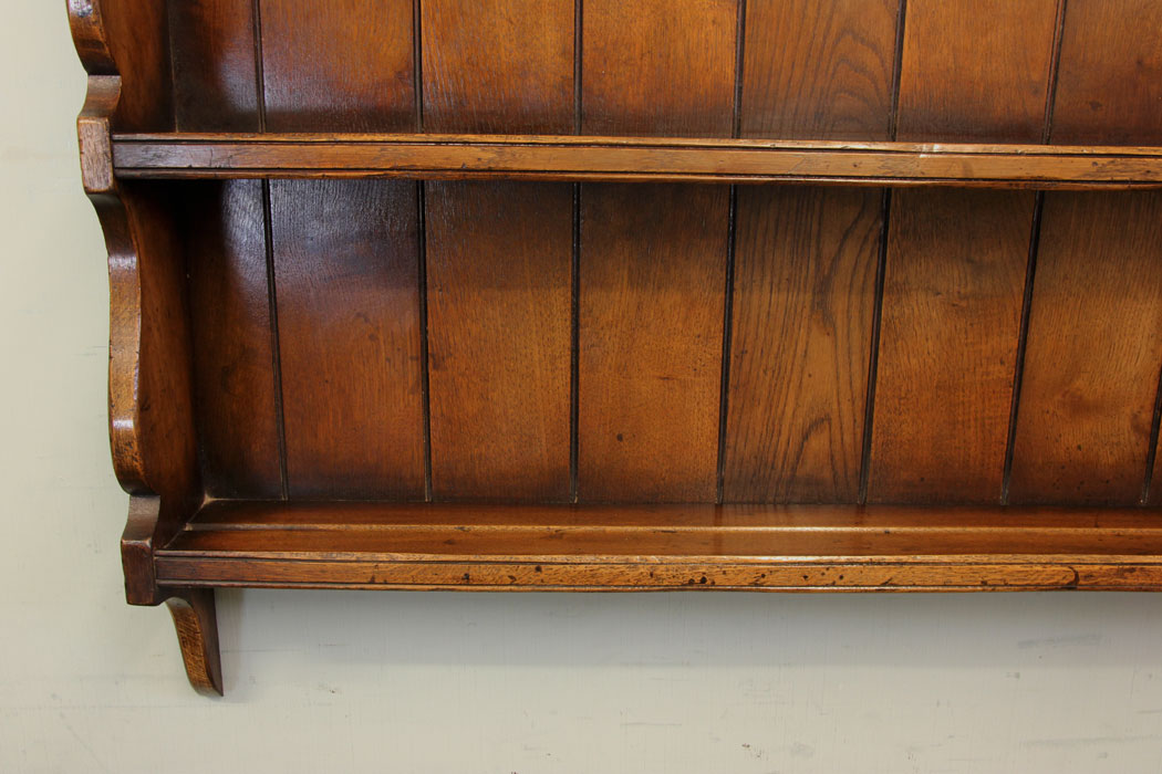 11005r7 Antique Oak Plate Rack, Display Shelves, Antique Oak Hanging Plate Rack