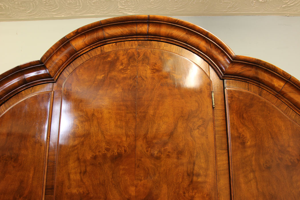 11008r9 Antique Triple Wardrobe, Antique Burr Walnut Triple Wardrobe