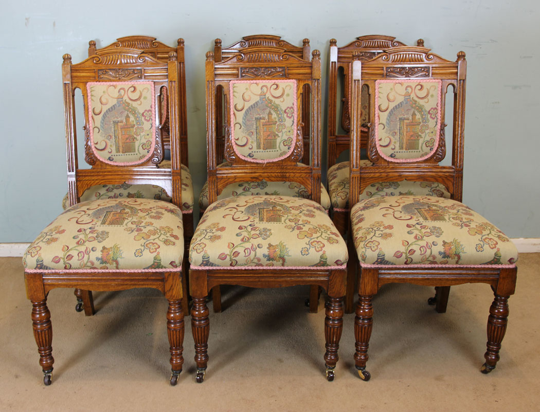 11010r10 Set Six Antique Dining Chairs, London