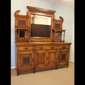 Antique Oak Mirror Back Sideboard Dresser