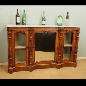 Antique Victorian Burr Walnut Credenza Sideboard
