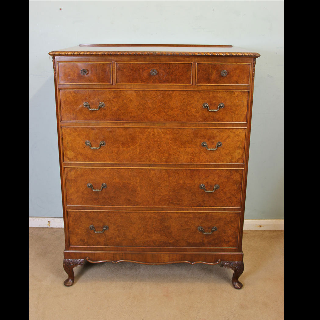 11038r01 Quality Burr Walnut Chest of Drawers, The Antique Shop, Quality Burr Walnut Chest of Drawers