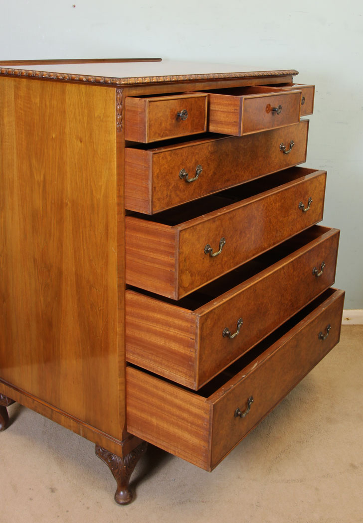 11038r11 Antique Burr Walnut Chest of Drawers, Furniture, Quality Burr Walnut Chest of Drawers,