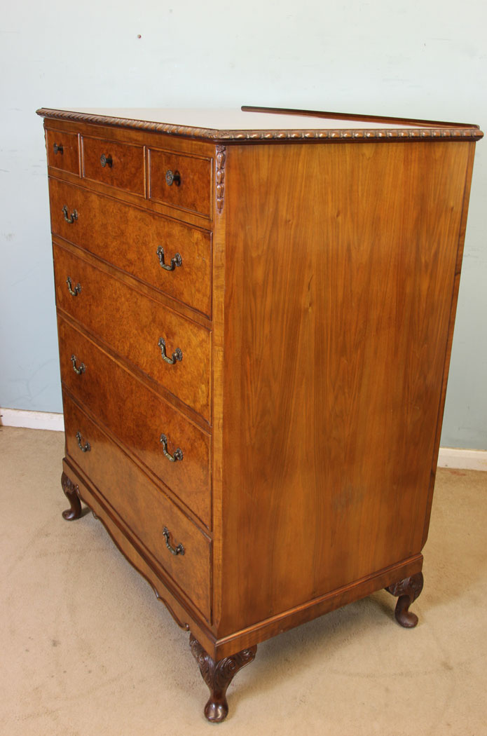 11038r3 Quality Burr Walnut Chest of Drawers, London, Quality Burr Walnut Chest of Drawers,