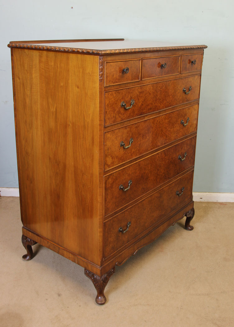 11038r5 Quality Burr Walnut Chest of Drawers, Norfolk, Quality Burr Walnut Chest of Drawers,