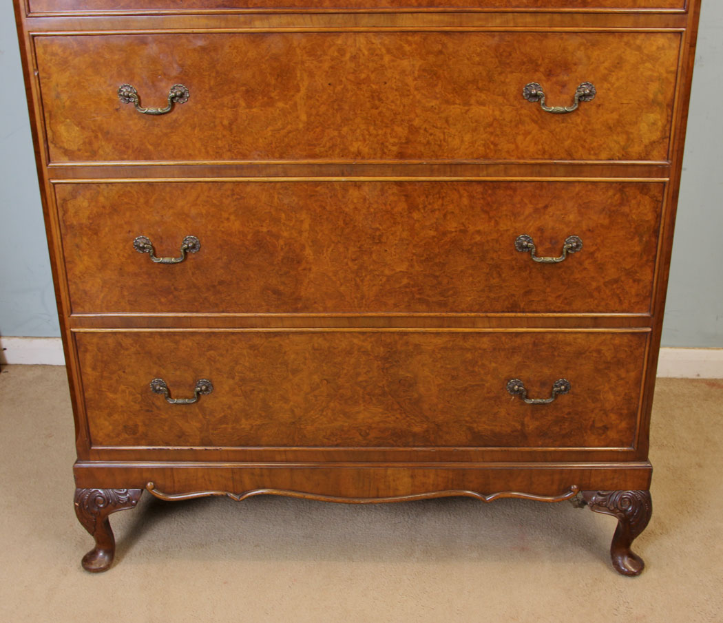 11038r8 Antique Walnut Chest of Drawers, Quality Burr Walnut Chest of Drawers,