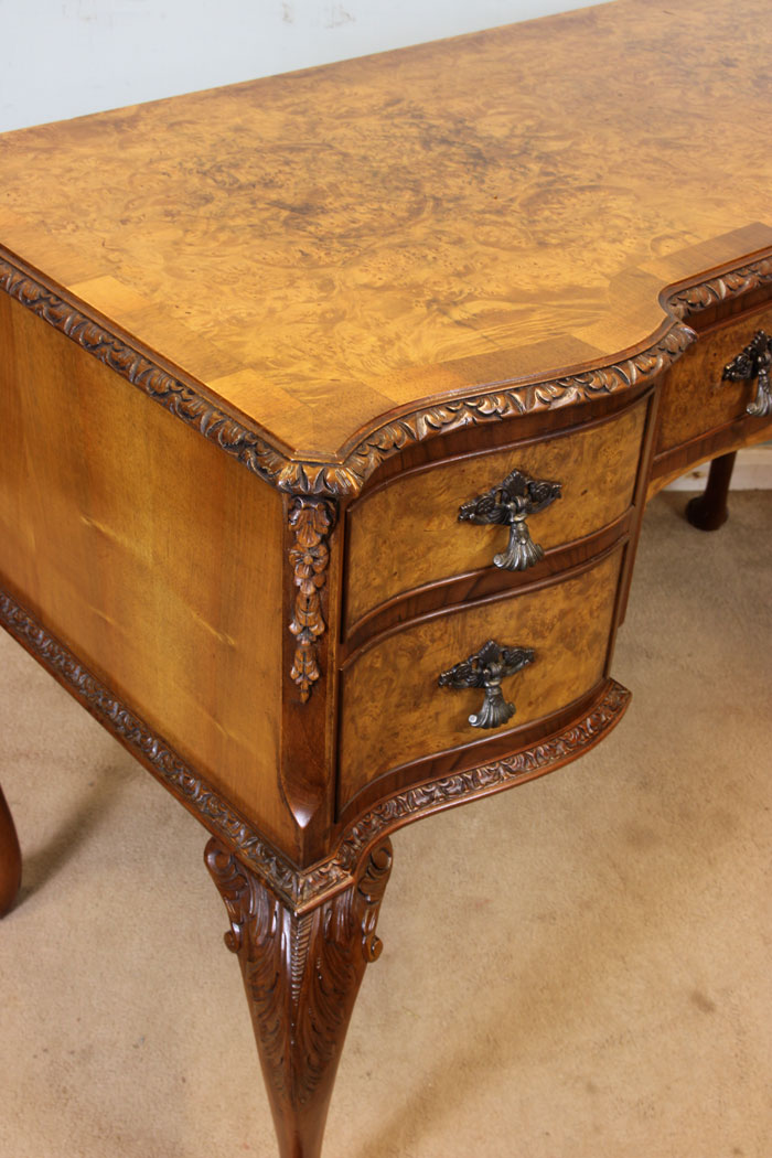 11040r6 Antique Burr Walnut Side Table, Burr Walnut Writing Side Table / Dressing Table