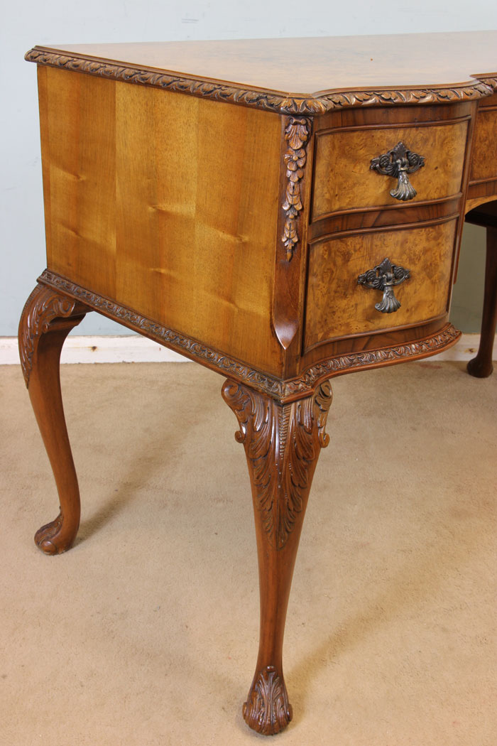 11040r7 Antique Burr Walnut Hall Side Table, Burr Walnut Writing Side Table / Dressing Table