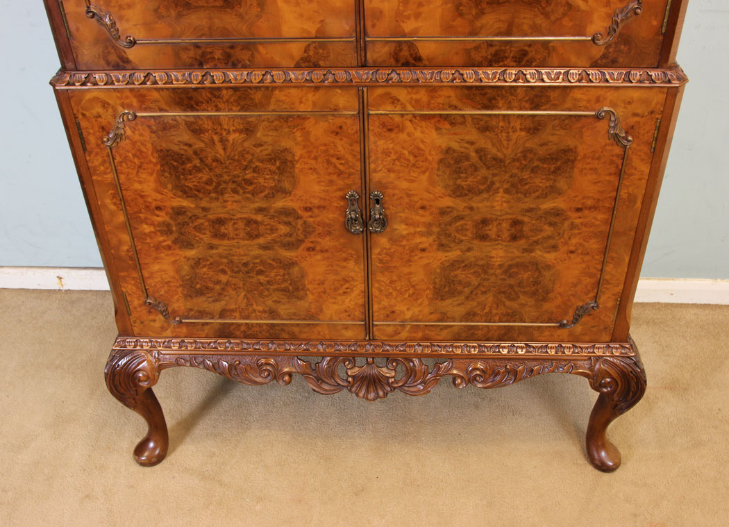 11041r10 Antique Vintage Burr Walnut Cocktail Cabinet, Antique Burr Walnut Cocktail Drinks Cabinet
