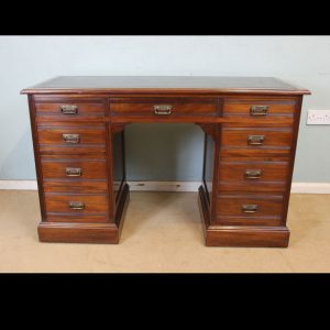 Antique Mahogany Pedestal Kneehole Writing Desk.