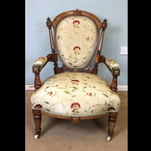 Antique Victorian Walnut Open Armchair