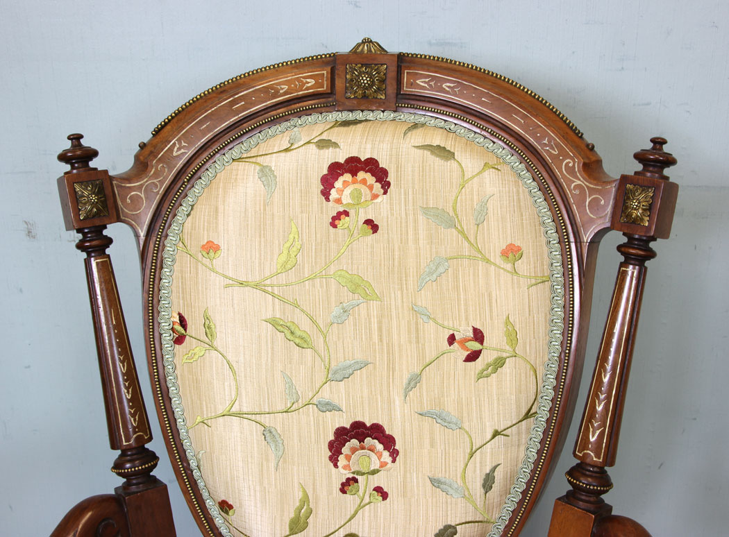 11046r3 Antique Victorian open Armchair, Antique Victorian Walnut Open Armchair.