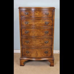 Burr Walnut Small Serpentine Front Chest of Drawers