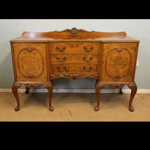 Burr Walnut Queen Anne Style Sideboard
