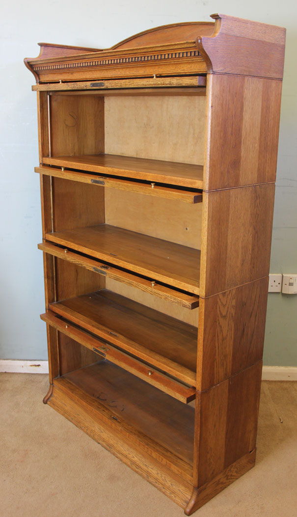 11020r10 Antique Oak Lebus Globe Wernicke Stacking Bookcase, Antique Oak Lebus Stacking Sectional Bookcase