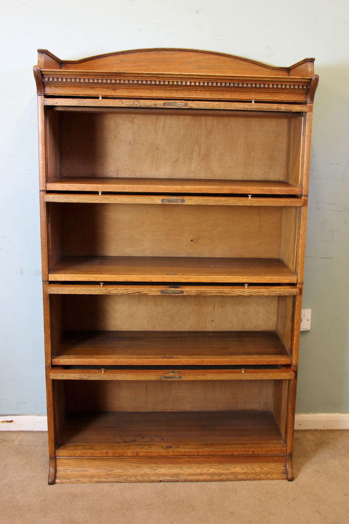 11020r4 Antique Oak Lebus Globe Wernicke Stacking Bookcase, London, Antique Oak Lebus Stacking Sectional Bookcase