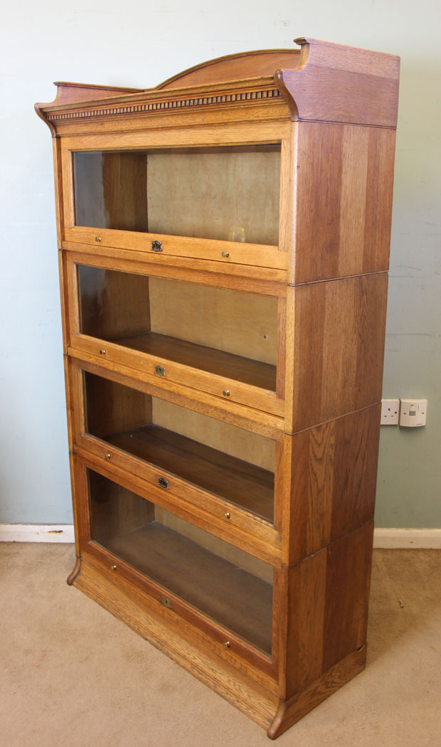 11020r6 Antique Oak Lebus Globe Wernicke Stacking Library Bookcase, Antique Oak Lebus Stacking Sectional Bookcase