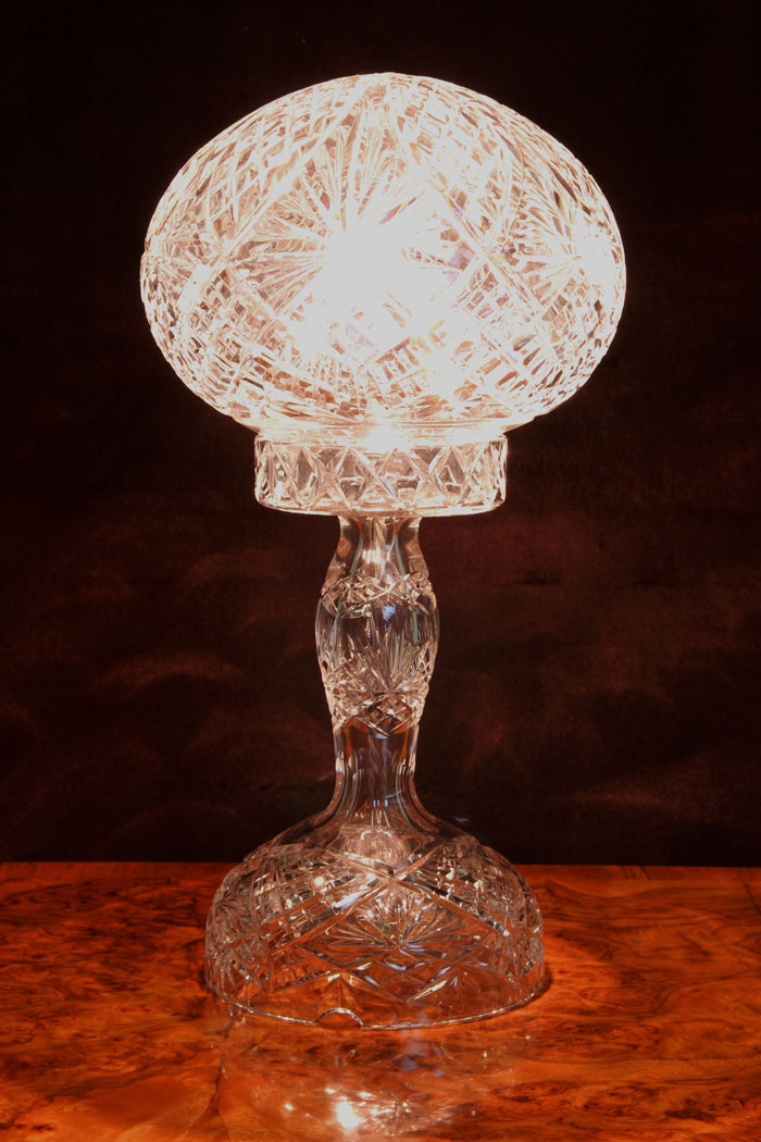 11036r5 Antique Crystal Mushroom Table Lamp, Lighting Antique Cut Crystal Table Lamp,