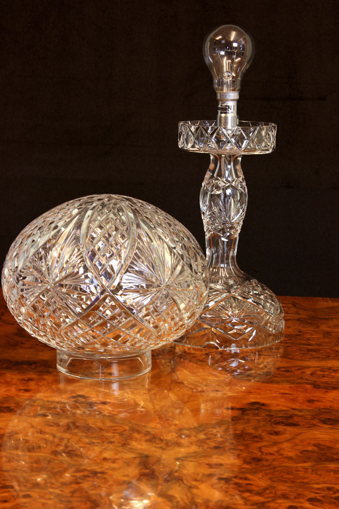 11036r7 Cut Crystal Mushroom Table Lamp, Antique Cut Crystal Table Lamp,