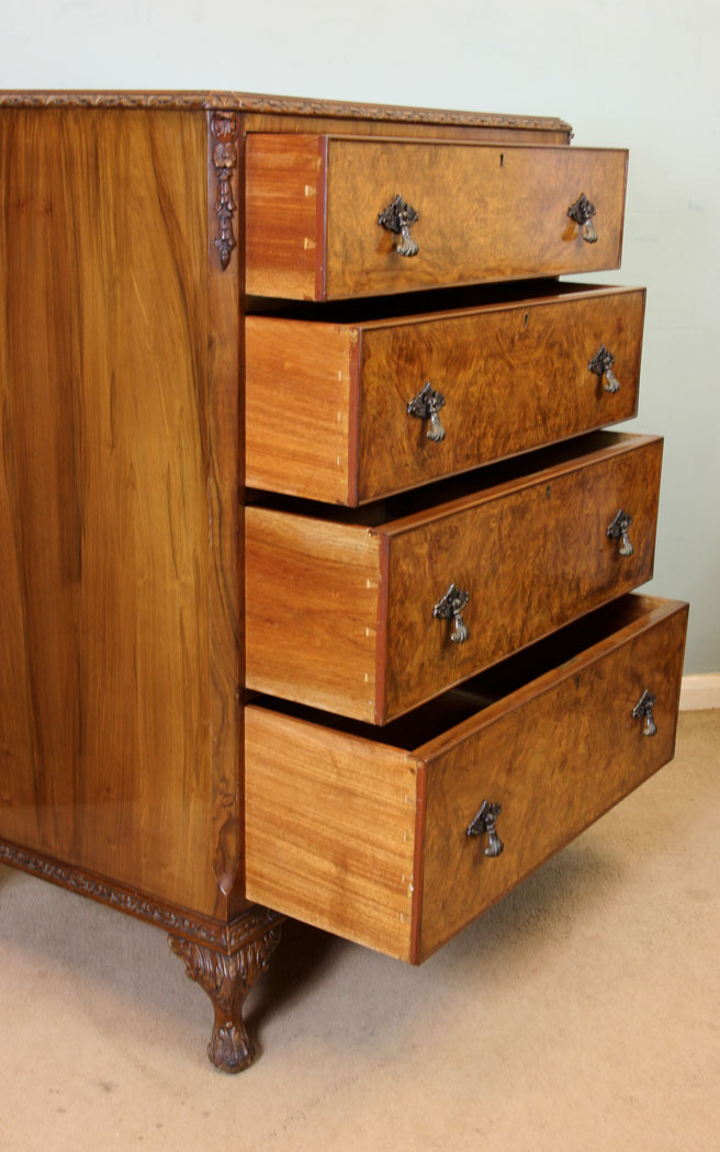 11037r10 Quality Burr Walnut Chest of Drawers, Norfolk, Quality Burr Walnut Chest of Drawers