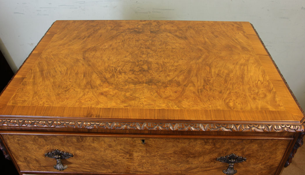 11037r7 Antique Burr Walnut Chest of Drawers, Quality Burr Walnut Chest of Drawers