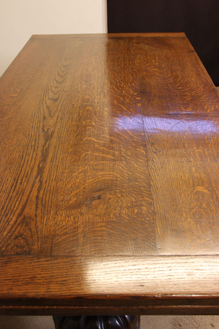 11055r11 Antique Oak Draw Leaf Refctory Table, Antique Refectory Oak Draw Leaf Farmhouse Dining Table