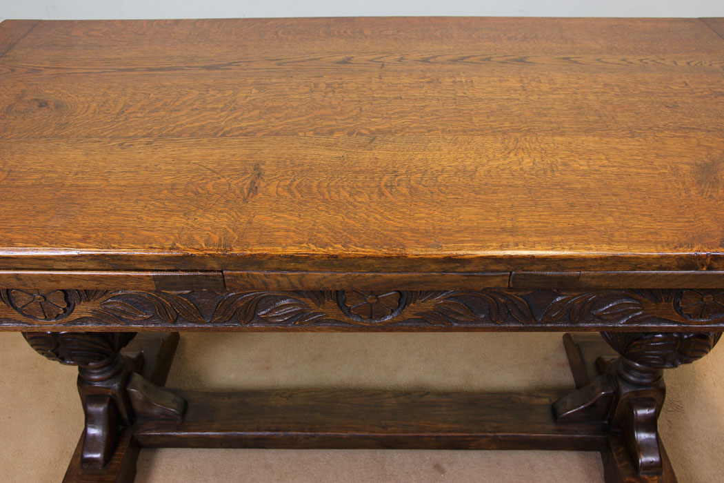 11055r3 Antique Oak Draw Leaf Dining Table, Antique Refectory Oak Draw Leaf Farmhouse Dining Table