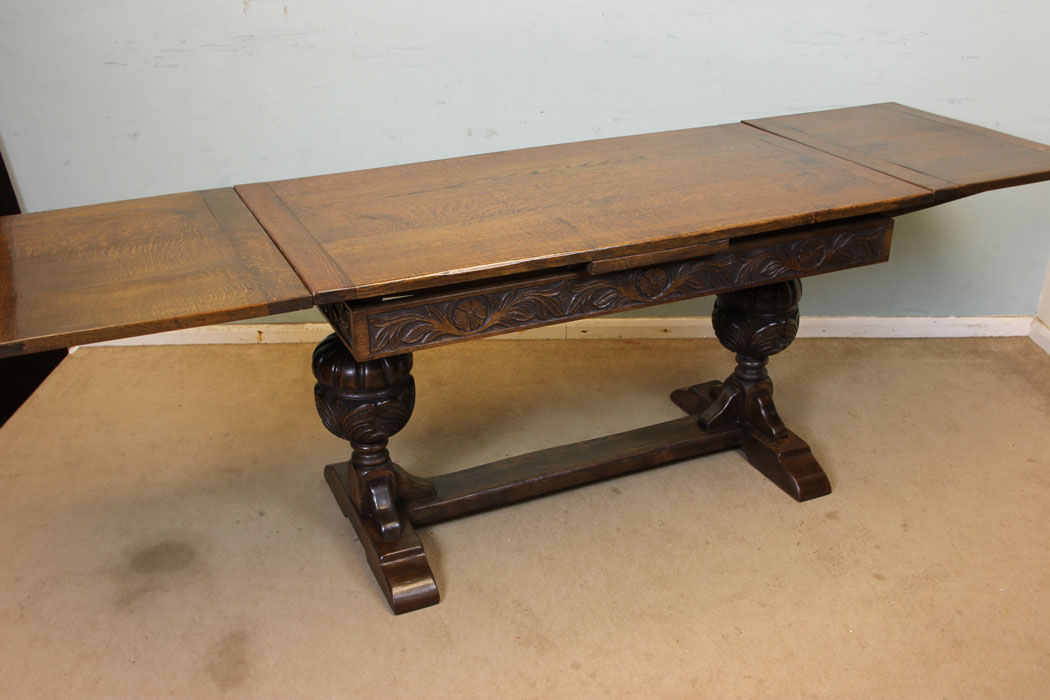 11055r4 Large Antique Oak Draw Leaf Table, Antique Refectory Oak Draw Leaf Farmhouse Dining Table