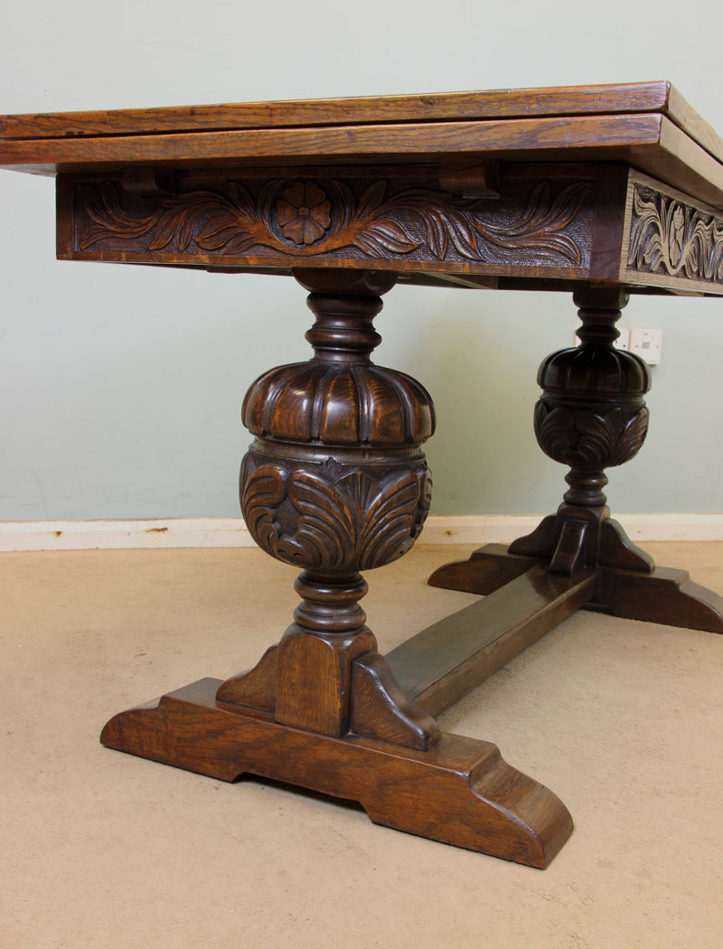11055r5 Antique Farmhouse Oak Draw Leaf Table, Antique Refectory Oak Draw Leaf Farmhouse Dining Table