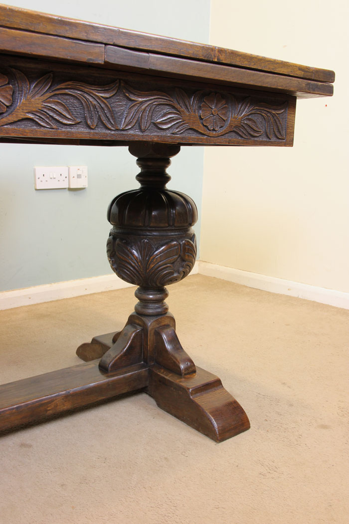 11055r7 Antique Solid Oak Draw Leaf Table, Antique Refectory Oak Draw Leaf Farmhouse Dining Table