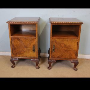 Pair Burr Walnut Bedside Cabinets